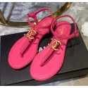 Chanel Tweed & Lambskin Thong Sandals With CC Logo Rosy 2020 Collection AQ00678