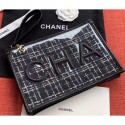 Chanel Tweed and PVC Pouch Clutch Large Bag AP0360 Black 2019 AQ01784