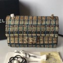 Chanel Tweed and Yarn Medium Flap Bag Gold/Blue 2019 Collection AQ02004