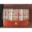 Chanel Tweed/Calfskin Wallet On Chain WOC Bag Brick Red 2018 AQ00512
