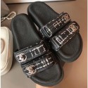 Chanel Tweed CC Logo Magic Loop Mules Slipper Sandals Black 2020 AQ03114