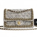 Chanel Tweed Chain Trim Medium Flap Bag Grey 2019 Collection AQ02514