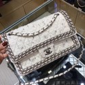 Chanel Tweed Chain Trim Medium Flap Bag White 2019 Collection AQ00924