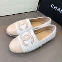 Chanel Tweed Flat Espadrilles G29762 White/Beige 2020 Collection AQ01037