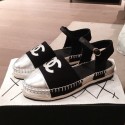 Chanel Tweed Flat Espadrilles G36184 Black 2020 Collection AQ02362