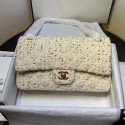 Chanel Tweed Lurex Medium Flap Bag White/Gold 2019 Collection AQ03118