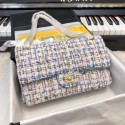 Chanel Tweed Medium Flap Bag White/Blue/Pink 2019 Collection AQ03600