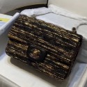 Chanel Tweed Small Classic Flap Bag A01112 Gold/Black 2019 Collection AQ02901