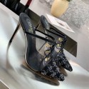 Chanel Tweed Transparent Lace-up High-Heel Mules Black 2019 Collection AQ02470