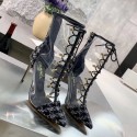 Chanel Tweed Transparent Lace-up High-Heel Short Boots Black 2019 Collection AQ02337