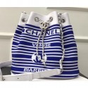 Chanel Venise Biarritz Mixed Fibers Drawstring Bag AS0464 Whiet/Blue 2019 AQ03225