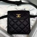 Chanel Vintage Quilted Grained Calfskin Waist Bag A88861 Black 2020 Collection AQ01785