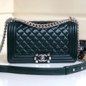 Chanel Vintage Quilted Leather Medium 25cm Boy Flap Bag Green 2019 Collection AQ01516