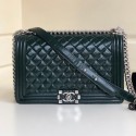 Chanel Vintage Quilted Leather Medium 28cm Boy Flap Bag Green 2019 Collection AQ02430