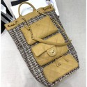 Chanel Vintage Tweed Shopping Tote Bag with Front Pocket 2020 AQ03729