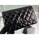 Chanel Wallet On Chain WOC Bag in Patent Leather Black/Silver AQ04078