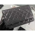 Chanel Wallet On Chain WOC Bag in Patent Leather Gray/Silver AQ03191
