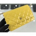 Chanel Wallet On Chain WOC Bag in Patent Leather Yellow/Gold AQ03307