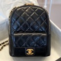 Chanel Waxed Vintage Quilted Leather Backpack AS0601 Black 2019 Collection AQ04358