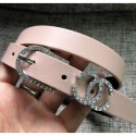 Chanel Width 2cm Leather Belt with Crystal Buckle Pink 01 2020 Collection AQ02355