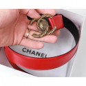 Chanel Width 3cm Braided CC Logo Buckle Leather Belt Red Belt AQ02796