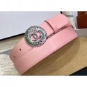 Chanel Width 3cm CC Logo Round Buckle Leather Belt Pink AQ01656