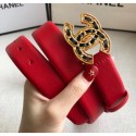 Chanel Width 3cm Leather Belt with CC Chain Buckle Red 2020 Collection AQ00716