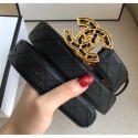 Chanel Width 3cm Quilting Leather Belt with CC Chain Buckle Black 2020 Collection Belt AQ01997