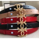 Chanel Width 3cm Smooth Leather Belt with Pearl & Metal Buckle Deep Red （Number 5）2020 Collection Belt AQ01657