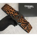 Chanel Width 5.3cm Leather Belt Leopard with Black CC Logo AQ03634