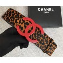 Chanel Width 5.3cm Leather Belt Leopard with Red CC Logo Belt AQ01979