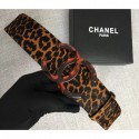 Chanel Width 5.3cm Leather Belt Leopard with Resin CC Logo AQ02354