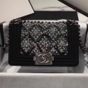 Chanel Wool Crystal Small Boy Flap Bag A67086 Black 2019 Collection AQ01641