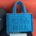 Chanel Wool Tweed Medium Zipped Shopping Bag AS0976 Turquoise 2019 Collection AQ00779