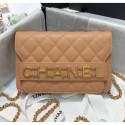 Cheap Chanel Calfskin Wallet on Chain With Logo Chain AP1234 Beige 2020 Collection AQ00969