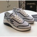 Cheap Chanel CC Logo Sequins & Leather Sneakers G35936 White/Black 2020 Collection AQ00620