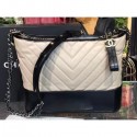 Cheap Chanel Chevron Gabrielle Medium Hobo Bag A93824 Beige/Black 2018 AQ02226