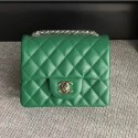 Cheap Chanel Classic Flap Mini Bag A1115 in Caviar Leather Green with Silver Hardware AQ04170