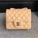 Cheap Chanel Classic Flap Mini Bag A1115 in Lambskin Leather Apricot with Silver Hardware AQ00632