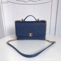 Cheap Chanel flap bag Grained Calfskin & Gold-Tone Metal AS0305 blue AQ02918