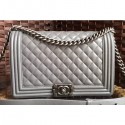 Cheap Chanel Lambskin Boy Flap New Medium Bag Gray/Silver AQ04253