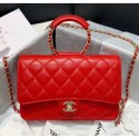 Cheap Chanel Lambskin Wallet on Chain With Round Handle AP1177 Red 2020 Collection AQ03100