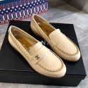 Cheap Chanel Patent Leather Chain Flat Loafers G35631 Beige 2020 Collection AQ02542