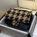 Cheap Chanel Quilted Calfskin and Houndstooth Tweed Medium Flap Bag AS1154 Black/Gold 2019 Collection AQ03592