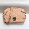 Cheap Chanel Quilted Grained Calfskin Round CC Metal Camera Bag AS6066 Apricot 2019 Collection AQ01903