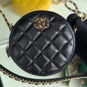 Cheap Chanel Quilted Lambskin Chain CC Round Clutch with Chain AP0725 Black 2019 Collection AQ04168