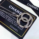 Cheap Chanel Swarovski Crystal CC Round Pendant Necklace Silver/Crystal White 2019 Collection AQ03549