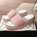 Cheap Chanel Tweed Platform Mule Slide Sandals Pink 2020 Collection AQ02153