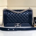 Cheap Chanel Vintage Quilted Leather Medium 25cm Boy Flap Bag Blue 2019 Collection AQ03894