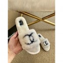 Cheap Chanel Wool Flat Sandals White/Black 2020 AQ03374